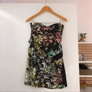 Strapless Floral Cocktail Dress
